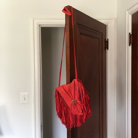 Vintage Leather Fringed Shoulder Bag 🌶🥊 - Picture 1 of 11